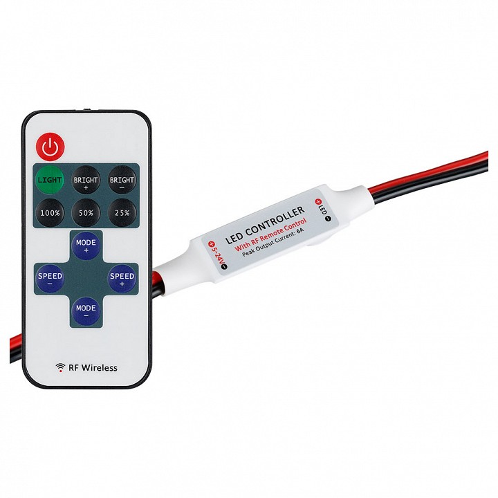 Контроллер-диммер с пультом ДУ Arlight LN-RF11 LN-RF11B-MINI-Wires(12-24V,72-144W,ПДУ11кн)