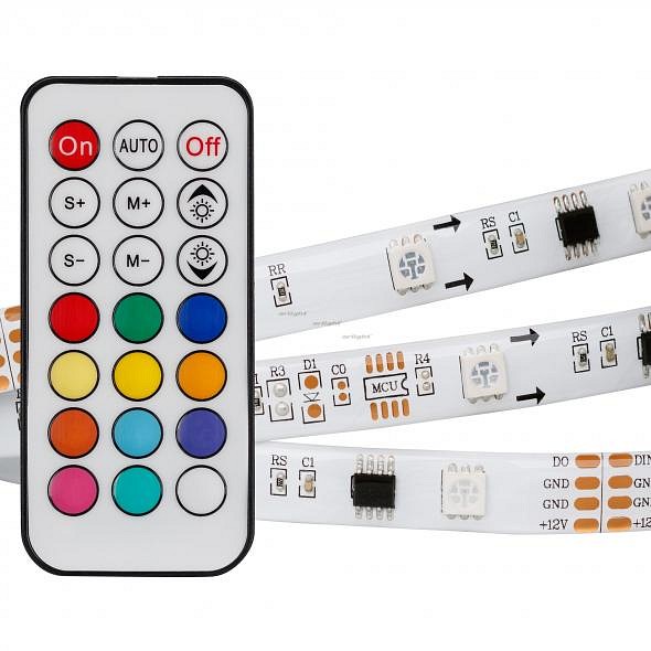 Комплект с лентой светодиодной [5 м] Arlight SPI-5000SE-5060-30 12V Cx3 RGB-Remote (10mm, 7.2W, IP65) 021213(1)