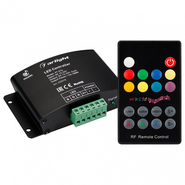 Контроллер-регулятор цвета RGBW с пультом ДУ Arlight VT-S16 VT-S16-3x4A (12-24V, ПДУ Карта 18кн, RF)