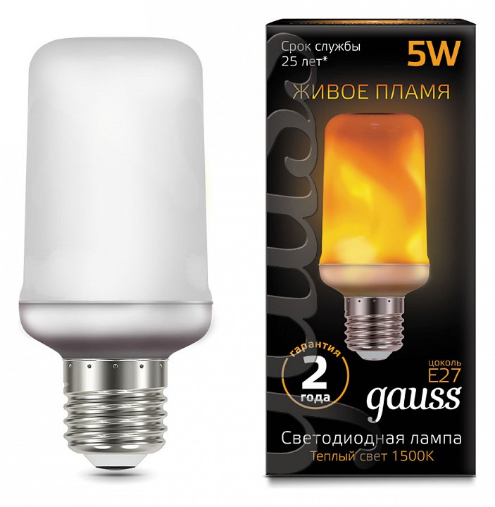 Лампа светодиодная Gauss LED T65 Corn Flame E27 5Вт 1500K 157402105