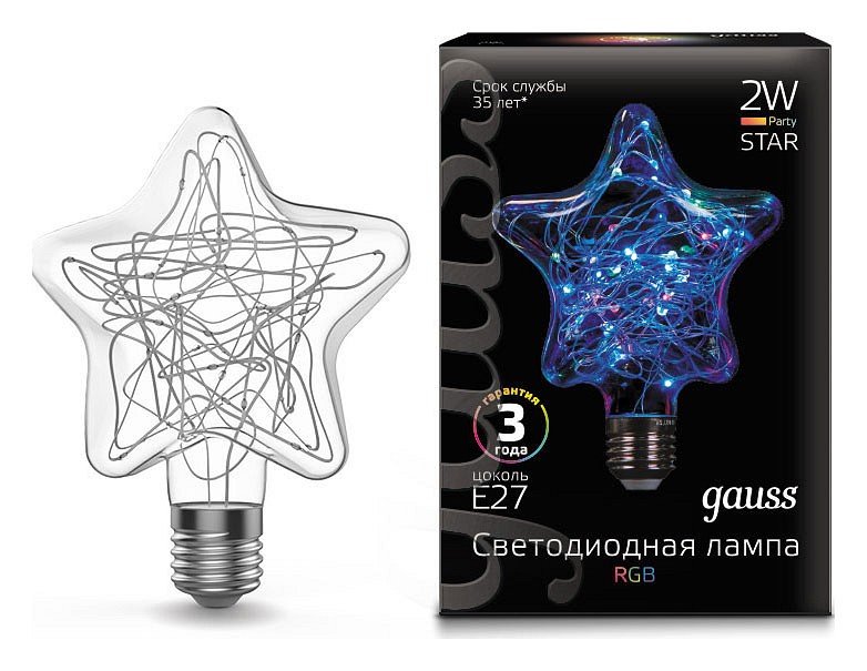 Лампа светодиодная Gauss Led Filament ST65 E27 2Вт K 160802008