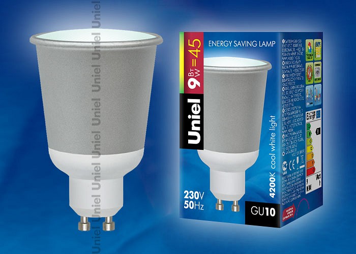 Лампа компактная люминесцентная Uniel  GU10 9Вт 4200K 02953